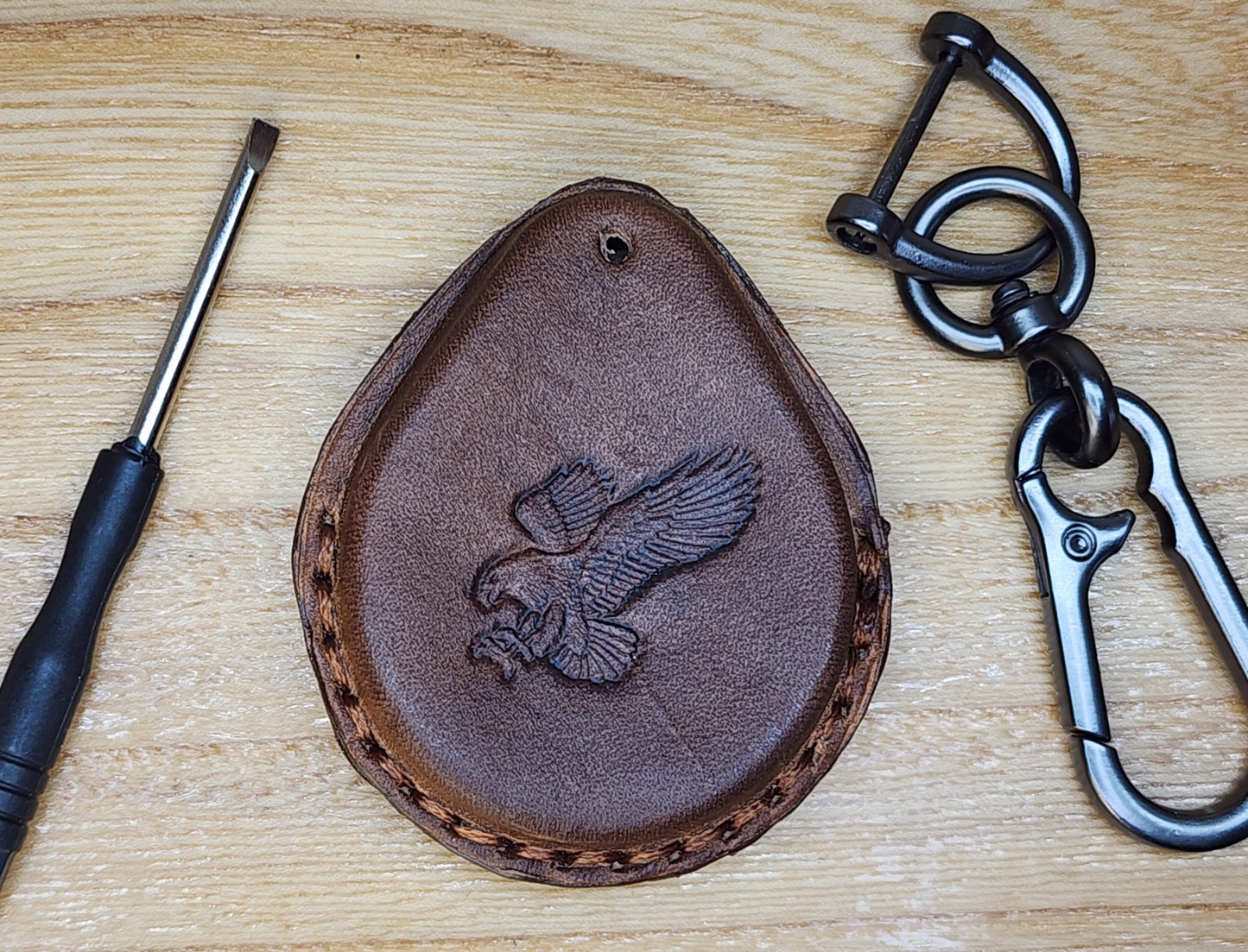 Leather key fob cover for Harley Davidson motorcycles