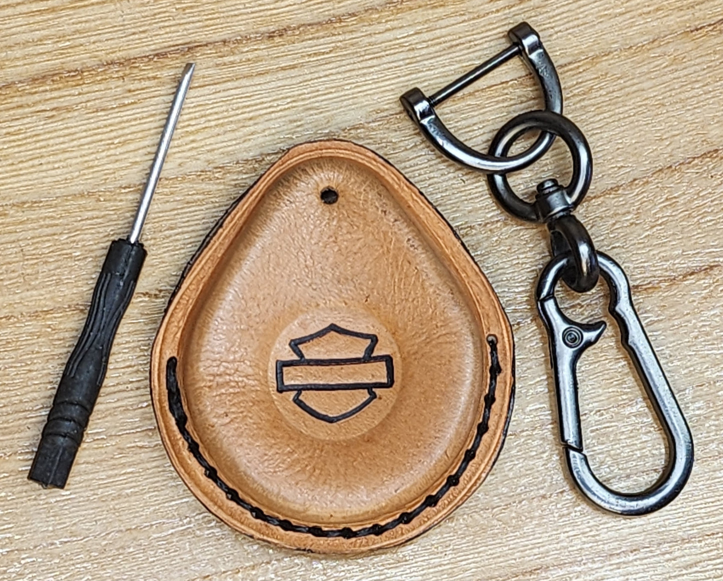 Leather key fob case for Harley Davidson motorcycles