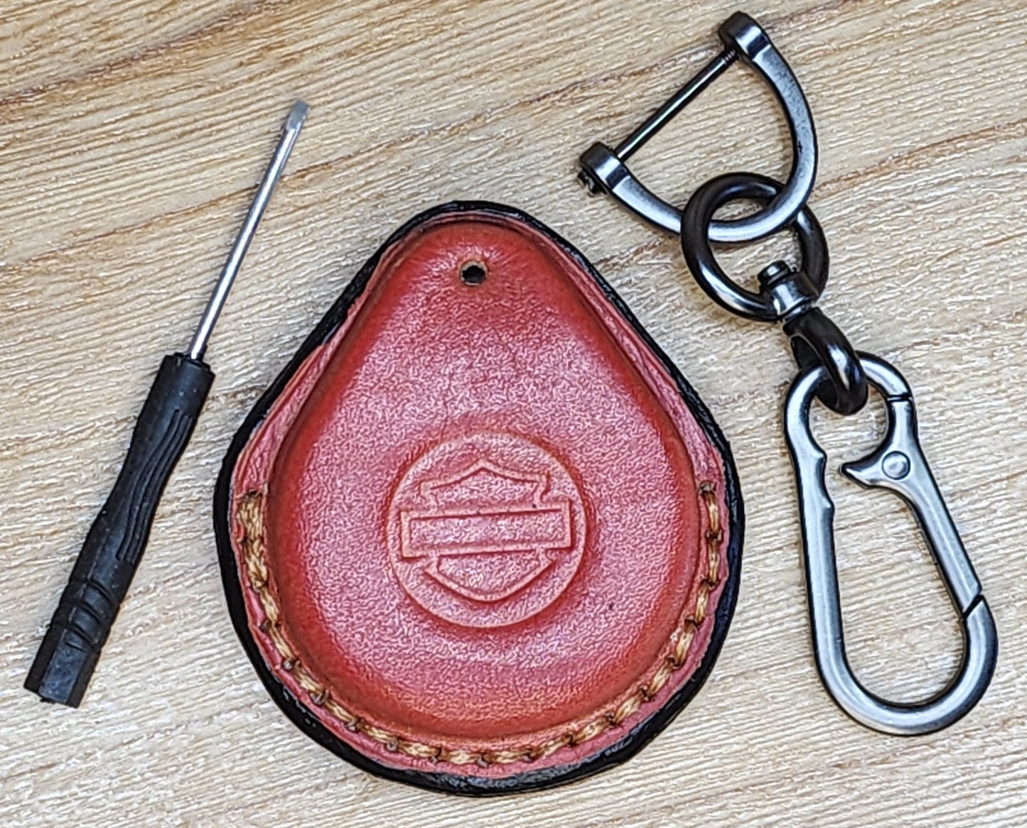 Leather key fob case for Harley Davidson motorcycles